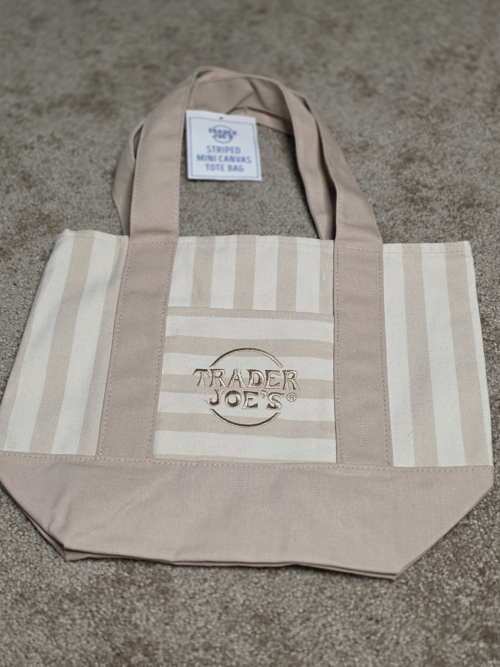 Trader Joe's Striped Canvas Tote Bag - Tan